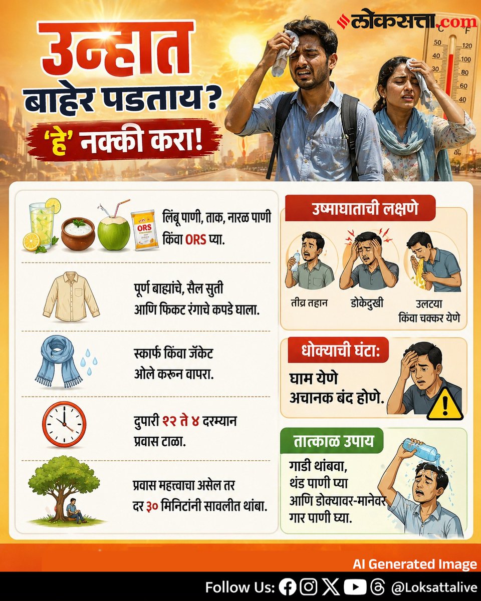 LoksattaLive's tweet image. उन्हात बाहेर पडताय? तर 'हे' नक्की करा!

loksa.in/elJhiG&amp;lt; येथे वाचा सविस्तर वृत्त

#Summer #HeatWaveTips #SummerHealthtip