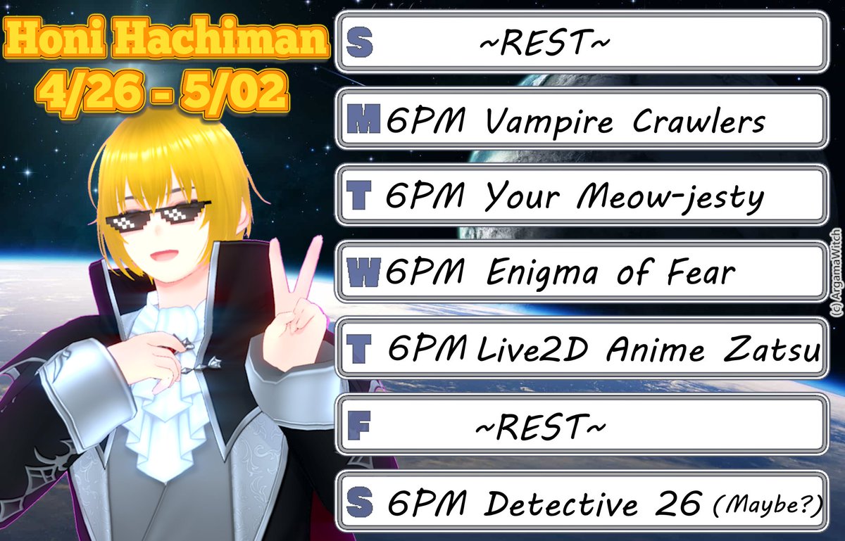 HoniHachiman's tweet photo. We finished games last week!😎Now we get to do some cave diving into some low profile (except Vampire Crawlers) one-shots. Get in. Get excited! Get 2D one day?! 🧡🦒
🎶I'm hungry like the wolf🎶
#ENvtuber
#VampireCrawlers
#EnigmaOfFear
Hi Expanders 😊 https://t.co/Ub6pu8hWD5