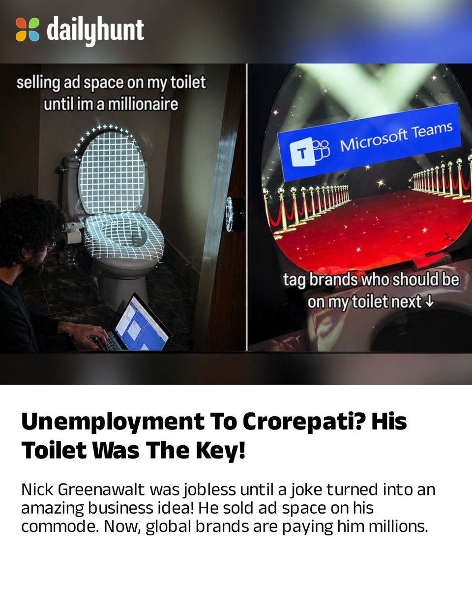 DailyhuntApp's tweet image. Man turns a joke into a business—selling toilet ad space; attracting top brands and millions of views! 

Read more from NDTV and other top sources here: w.dhunt.in/14c3vZ?partner…

#Marketing #ToiletAds #AdSpace #Brands #Offbeat #Sur