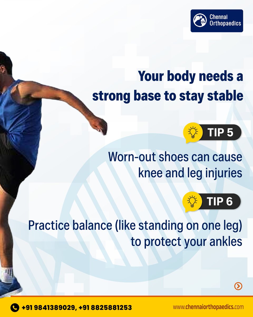 chennaiortho1's tweet photo. Most sports injuries don’t happen suddenly…
they build up from small things we ignore.

This carousel breaks down simple ways to stay injury-free —

✔ Warm up the right way
✔ Build strength and balance
✔ Increase training gradually

📞+91 8825881253
🌐https://t.co/E6MRtzogMg https://t.co/3kqutYIMaG