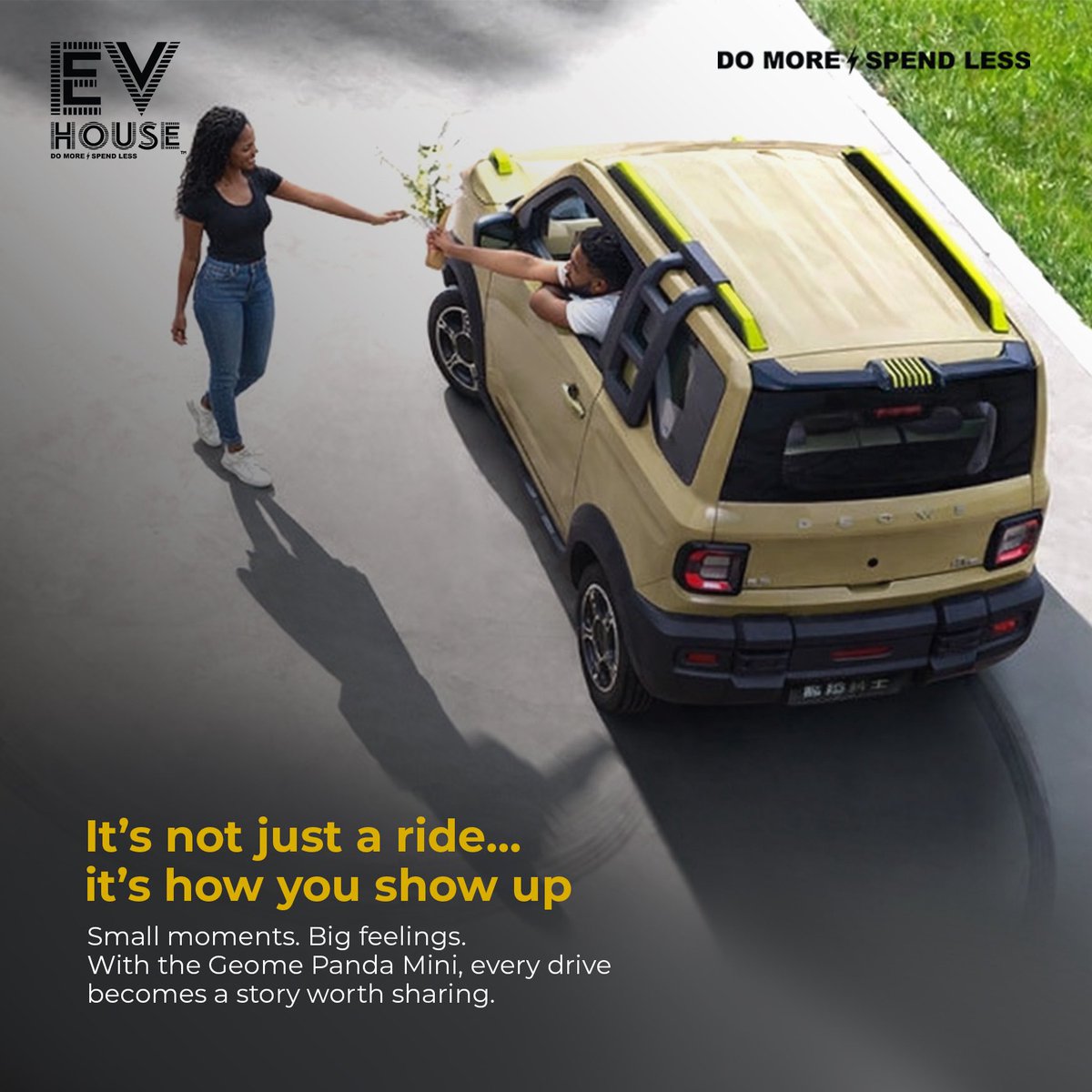 EvHousegh's tweet image. Turn everyday drives into unforgettable moments. ⚡ Because how you show up says everything.
#EVHouse #DriveTheFuture #ElectricVibes #EVRevolution #SmartDriving #EcoDrive #CityLife #SustainableMobility #UrbanEV #GeomePandaMini #DoMoreSpendLess