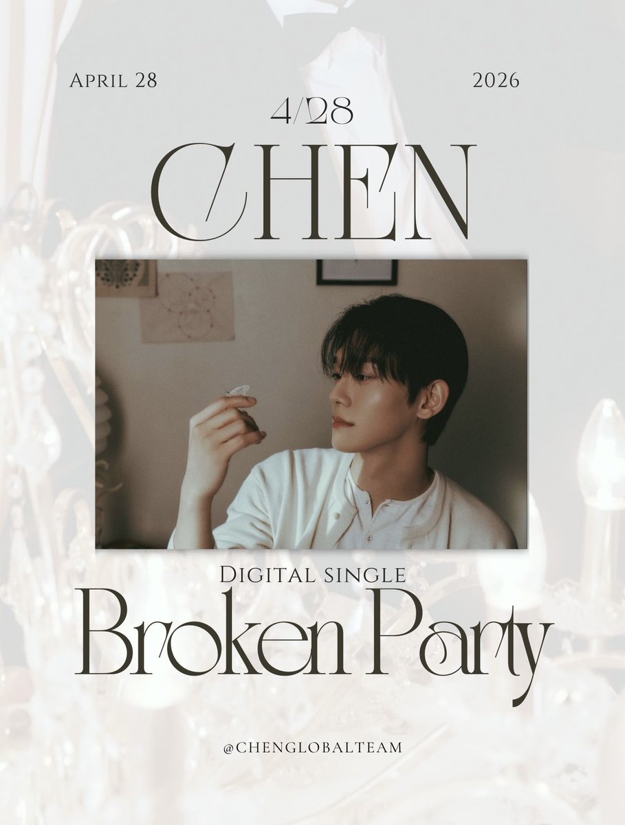 1 year ago today, Chen released his digital single ‘Broken Party’ in all streaming platforms alongside its music video

Happy 1st Anniversary ‘Broken Party’
🔗 open.spotify.com/track/7C9YOYpE…
🔗 youtu.be/JXfqzAEHJqQ?si…

#CHEN #첸 <a href="/CHEN_INB100/">CHEN_official</a> #BrokenParty