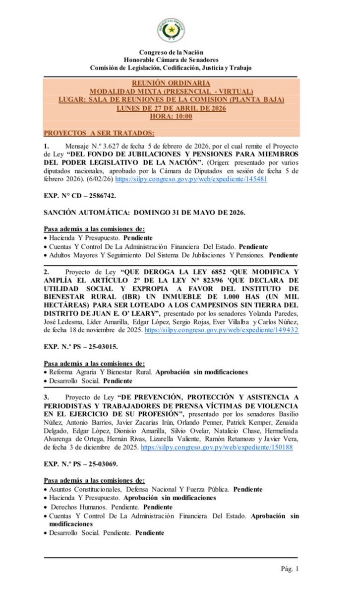 Comisión de Legislación tweet media