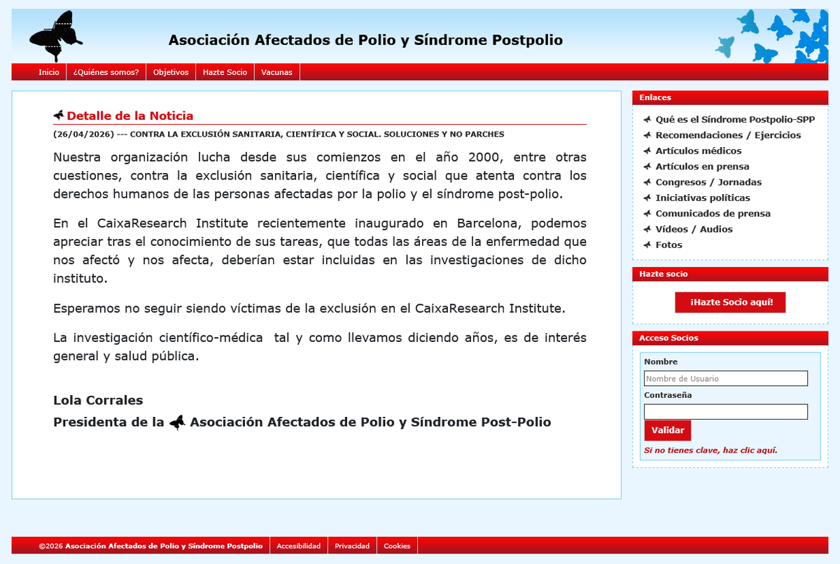 LolaCorralesP's tweet photo. CONTRA LA EXCLUSIÓN SANITARIA, CIENTÍFICA Y SOCIAL. SOLUCIONES Y NO PARCHES
https://t.co/J2x1ZY519j
#polio #SanidadPública #sanidad #discapacidad #FelizLunes https://t.co/aGpojPN5OG