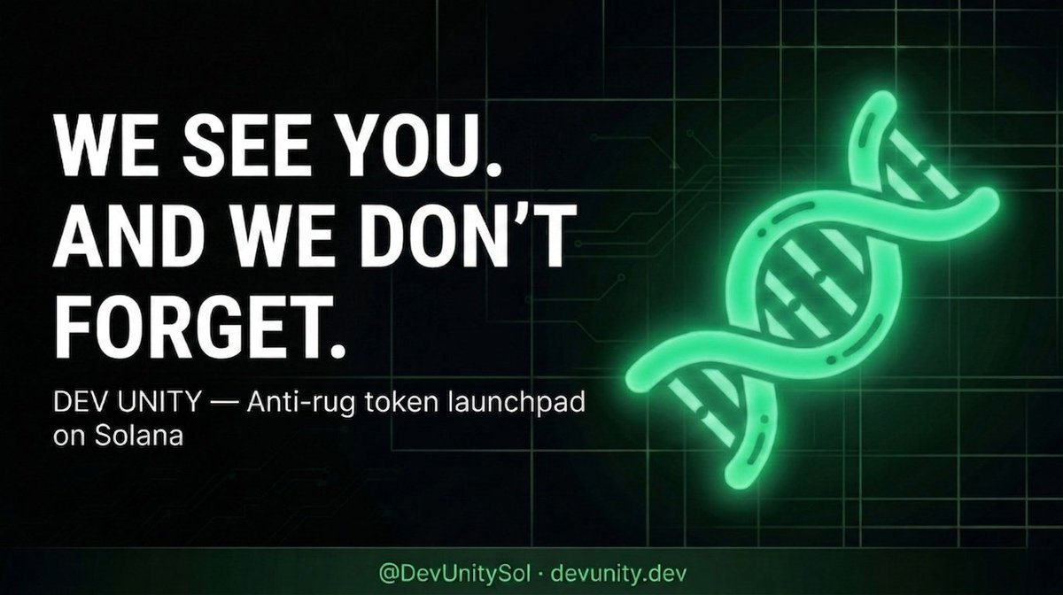 DevUnitySol's tweet photo. Some people join after the launch. After the hype. After the price goes up.
And then there are those who show up while the code is still being written.
We see you. And we don't forget.
🧬 https://t.co/bq0Y2S28Cn 💬 https://t.co/FgAsi2FGYQ
#Solana #DeFi #Web3 #CryptoSecurity #DEVunity #Memecoin #TokenLaunch