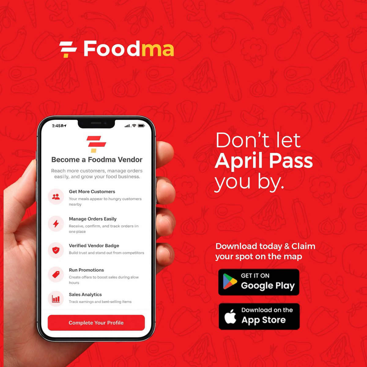 foodma_co's tweet photo. Your kitchen is busy, but could it be busier? 🍳
Don’t let April slip away without putting your food business on the map.
The month is almost over. Download the Foodma app today and claim your spot! 📍
#Foodma #Vendor #Naijafood https://t.co/hgCqZ33zaO