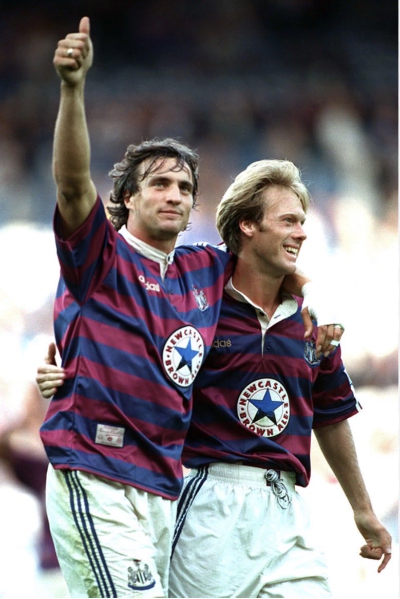 90sFootballUK1's tweet image. David Ginola and @warrenbarton22 in a tremendous Newcastle away top. #NUFC #Newcastle #NewcastleUnited