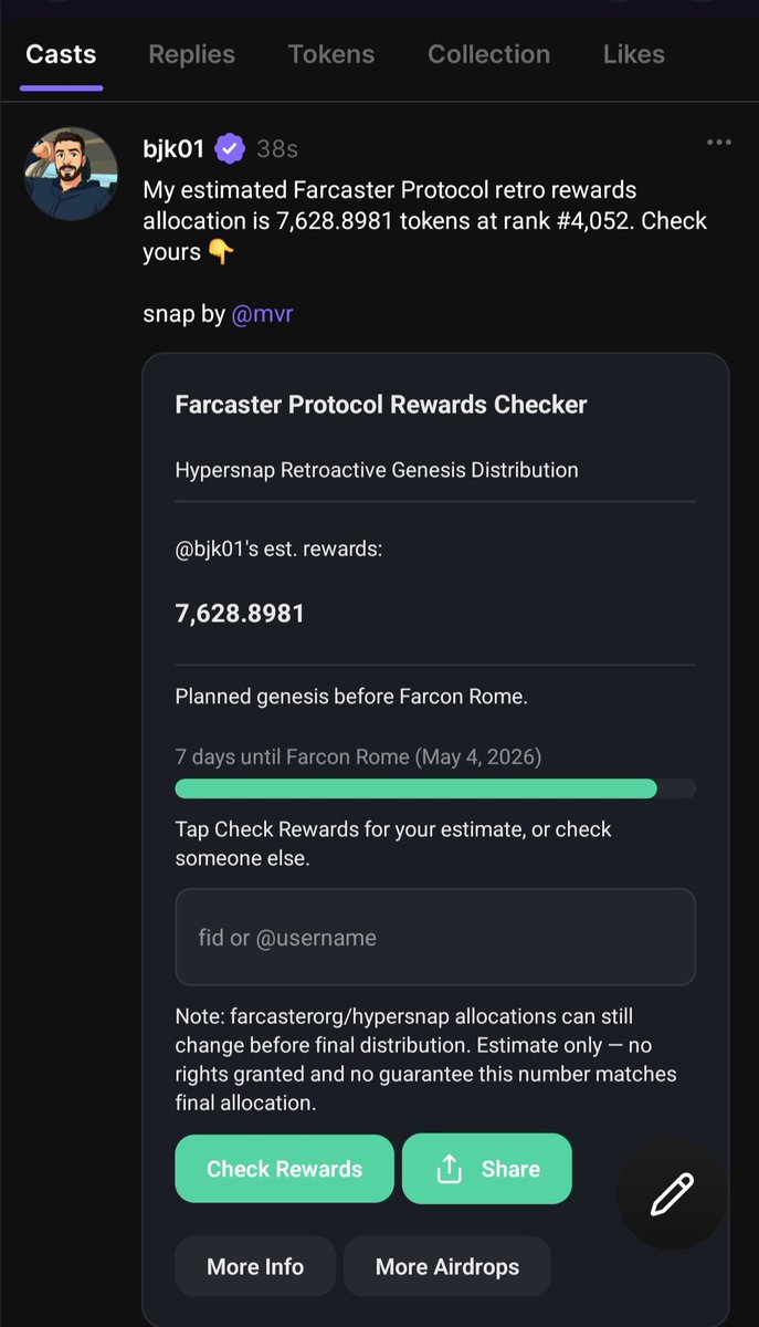 cbn_men's tweet image. No bad

How much was the amount you received?

#base #farcaster

farcaster.xyz/bjk01/0x9d6e9c…