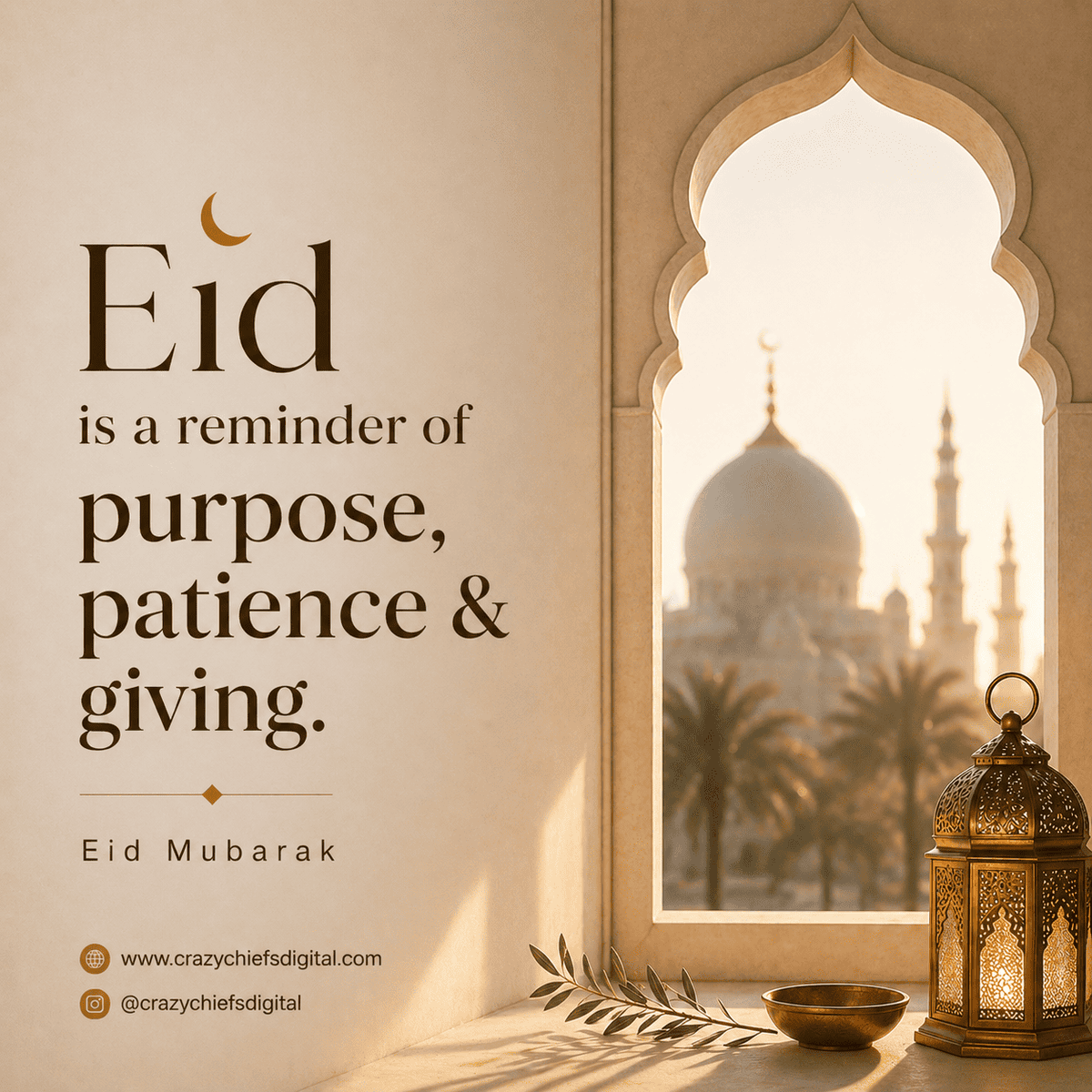 CrazyChiefs's tweet photo. Eid is a reminder of
purpose, patience &amp; giving 🌙

Wishing you peace and blessings.

#EidMubarak #EidUlAdha #CrazyChiefs https://t.co/rVr5KW9vlk