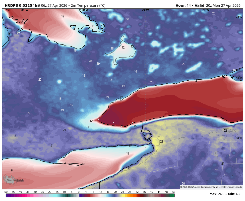 WxOntario1's tweet image. Cool start to the day across Southern #Ontario 

Temps range from the low/ mid single digits

We warm up quickly once again with temps peaking in the upper teens/ neat 20C by the afternoon 

East wind off Lk Ont keeps the West #GTA chilly

Mainly sunny skies with some passing