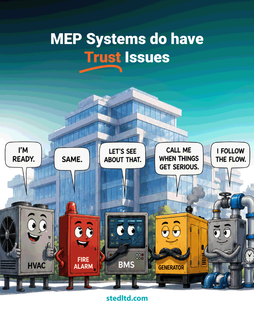 Social_Sted's tweet photo. Testing & Commissioning verifies that every system works not only on its own, but as part of the full building.
Trust is good. Verified trust is better. ✅
#STED #TestingAndCommissioning #MEP #BuildingReadiness https://t.co/X7RhLEZ9XI