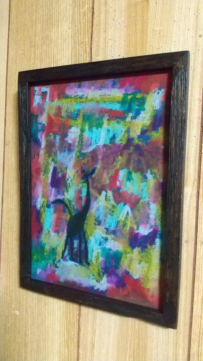 taiki30's tweet image. ジェラート丑三つ時ディナー本日のとなります➰🦣giraffeクレパスの方は内面的な心象風景を主体的にイメージ展開してゆきますジョ💫エレファントはユーモラスなネタによる仕込みを土台に図像展開ですね😈#きりん #drawing #gallery #art 
#画材 #crayon #interior #色彩 #デザフェス #クレパス #絵画