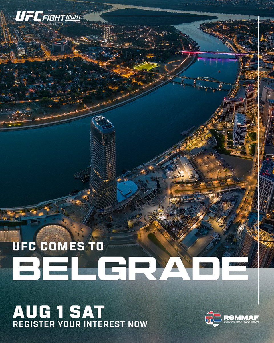 ufc's tweet image. 🗣️ Serbia, we're on our way!

The Octagon lands for the FIRST TIME in Belgrade on August 1! 🇷🇸

🎟️🔗 Register your interest today: ufc.com/belgrade