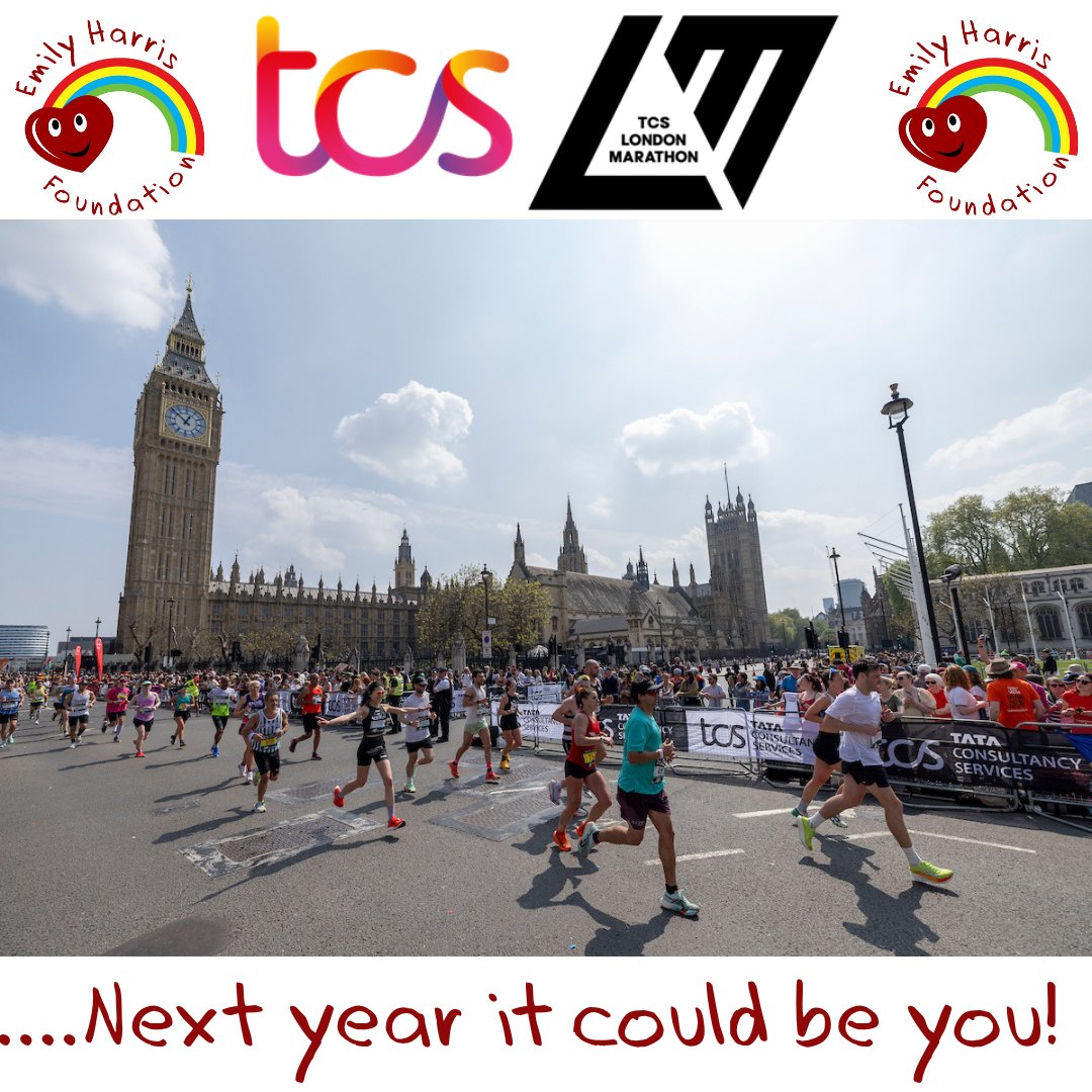 EmHFoundation's tweet photo. We've been lucky to secure 1 place for the London Marathon in 2027 and applications are now open! We ask for a minimum £1500 to be raised and completed application forms need to be with us by 4pm on 25th May. Message for an application form today! #LondonMarathon2027 #TCS https://t.co/qMR0XnqNJh