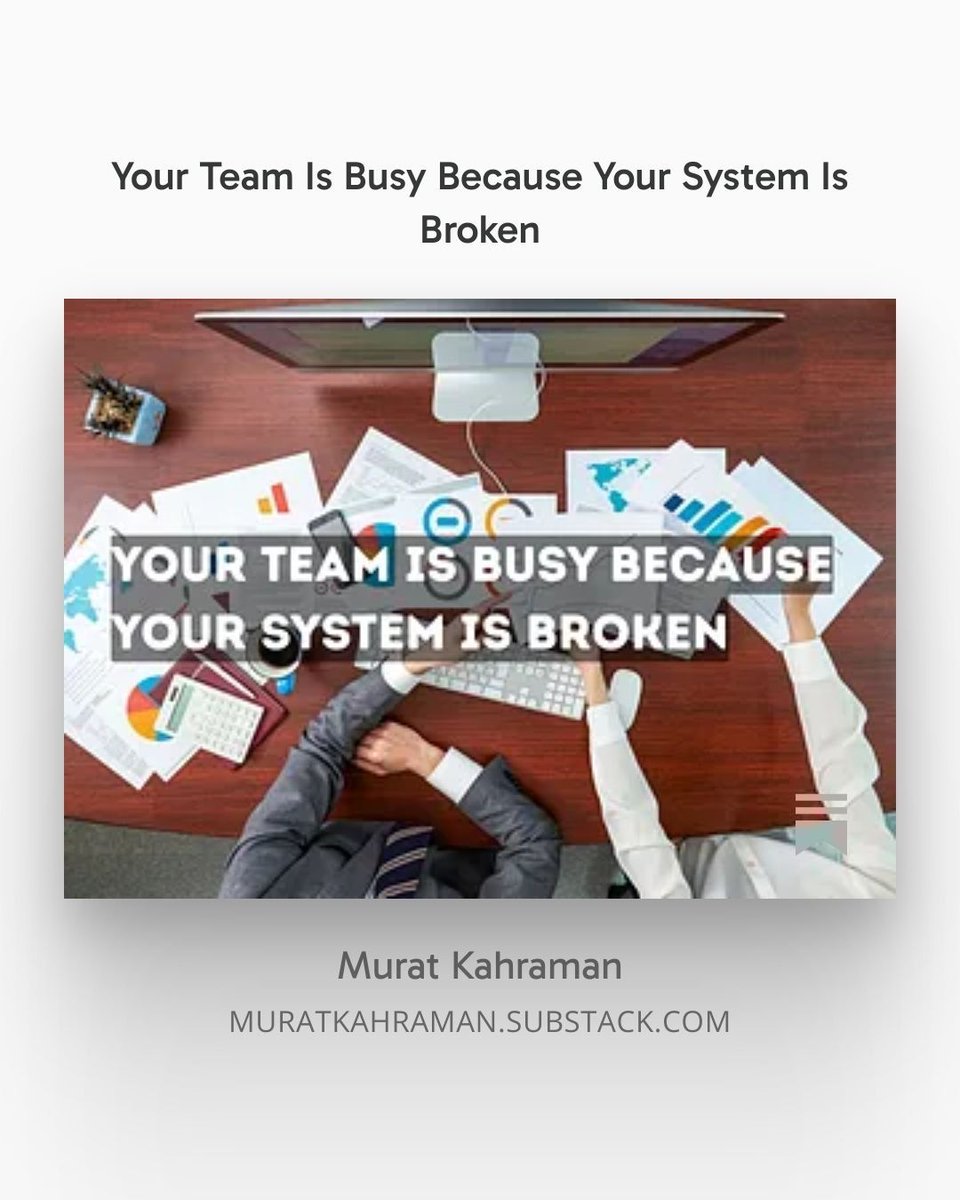muratkahraman's tweet image. If your team is always busy but nothing moves…

Your system is broken.

Slow decisions.
No ownership.
No kill list.

Busy is not progress.

👉 muratkahraman.substack.com/p/your-team-is… 

#StartupGrowth #SaaS #Founders