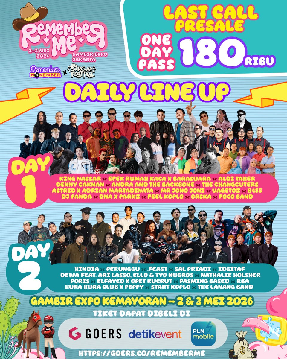 Beritasatu's tweet photo. Pilih pengalaman kalian di Remember November ✨
Day 1 atau Day 2 atau dua hari, dua cerita berbeda.
Sabtu- Minggu, 2-3 Mei 2026
📍Gambir Expo, Kemayoran - Jakarta
Tiket dapat dibeli di GOERS dan Detik Event
#RememberMe #JumpadiMei #RememberNovember https://t.co/dDtGVekHA3