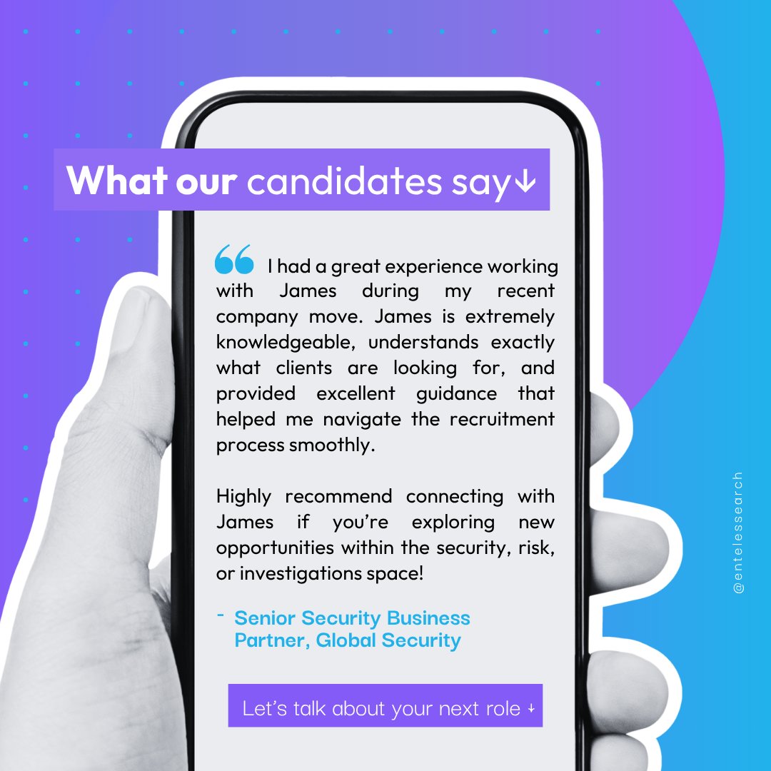 EntelesSearch's tweet photo. Feedback like this is always a good reminder of why we do what we do 🙌 

At enteles, we take the time to understand both the people we work with and the roles they’re stepping into.  

🔍️ Browse our current vacancies here ➡️ https://t.co/YCERzQuBGU https://t.co/3mOoMaks9X