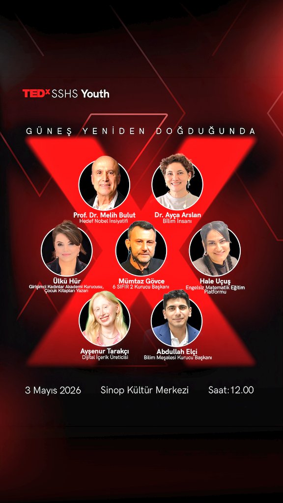 mumtazgovce's tweet image. Birbirinden değerli ve kıymetli konuşmacı ve katılımcılar ile 3 Mayıs Pazar #tedx #sinop sahnede olacağız.

Her buluşma iyilik adına bir ümit♥️
Her tanışma Dünya adına bir güzellik olsun✨
"Güneş Yeniden Doğarsa" temalı bu etkinlikte seçimleri ve  katılım davetleri için