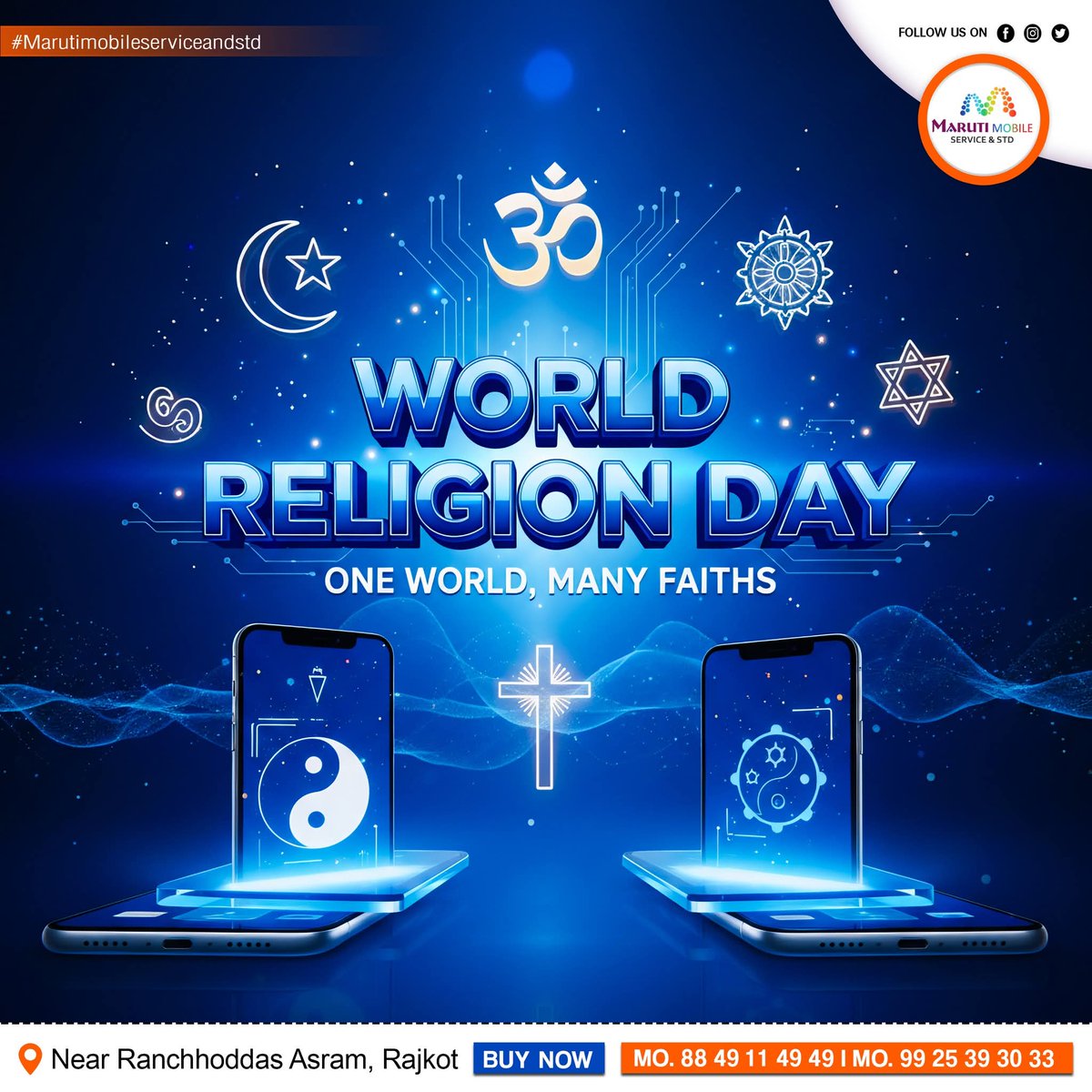 MarutiStd's tweet image. 𝗪𝗼𝗿𝗹𝗱 𝗥𝗲𝗹𝗶𝗴𝗶𝗼𝗻 𝗗𝗮𝘆 !! 🕊️📱 

On this World Religion Day, let’s celebrate unity, respect, and harmony beyond all 

#WorldReligionDay #UnityInDiversity #PeaceAndHarmony #OneWorldManyFaiths #MobileShop #TechConnects #DigitalUnity #BlueTheme #SocialMediaPost