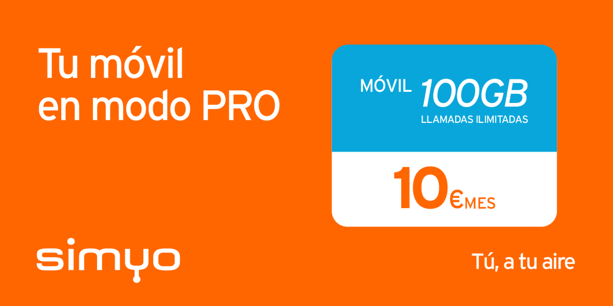 simyo_es's tweet image. ¡Tu móvil en modo PRO! 🙌  
Elige llamadas ILIMITADAS + 100GB acumulables para tu móvil por solo 10€ al mes. ow.ly/nR8N50YQswi #TúATuAire #movil #tarifamovil #llamadasIlimitadas #gigasacumulables #simyo