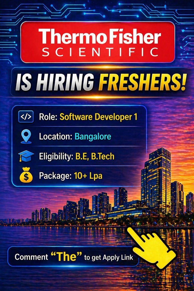 softwareduniyas's tweet image. 🚨 Freshers, this role has EVERYTHING — Dev + Cloud + Automation 👀🔥

Thermo Fisher Scientific is hiring #Software Developer 1

📍 Location: #Bangalore

🎓 What they’re looking for:
• BE / BTech
• Java / JS / Python (any one)
• HTML, CSS, REST APIs
• SQL + database
