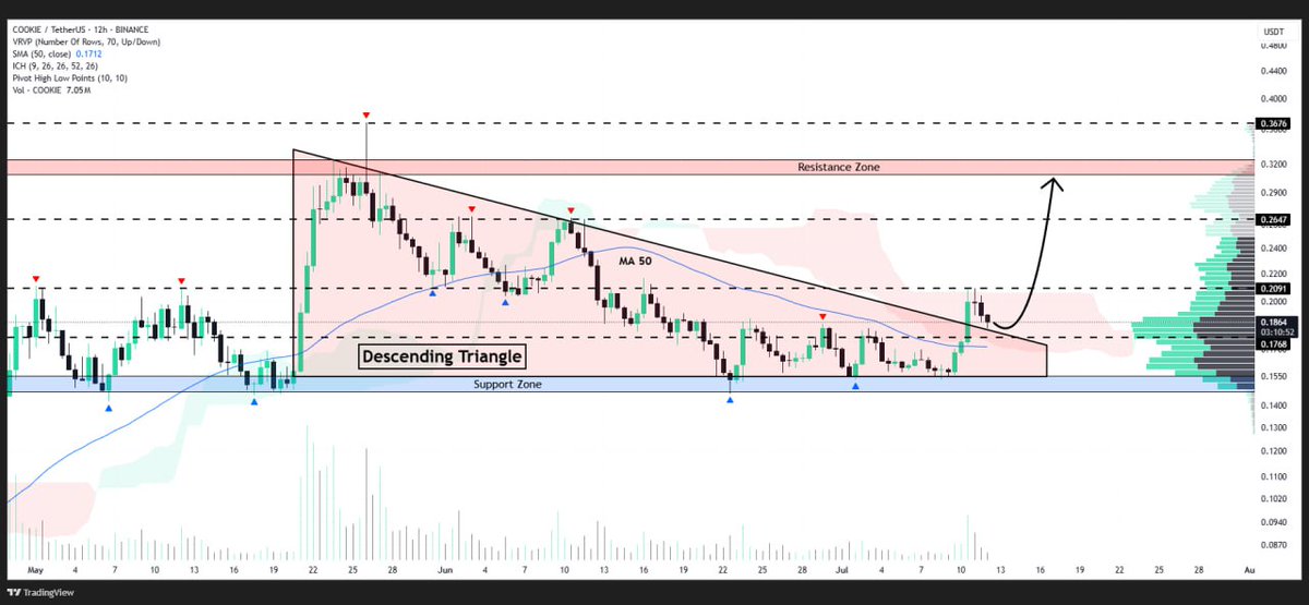 WHALES_CRYPTOt's tweet image. #COOKIE is retesting the broken descending triangle formation on the 12H chart
After a bounce we could see the price reach around $0.32 in the next few days🎯

👇Crypto Traders-join Telegram👇 

t.me/Whales_Crypto_… 
.