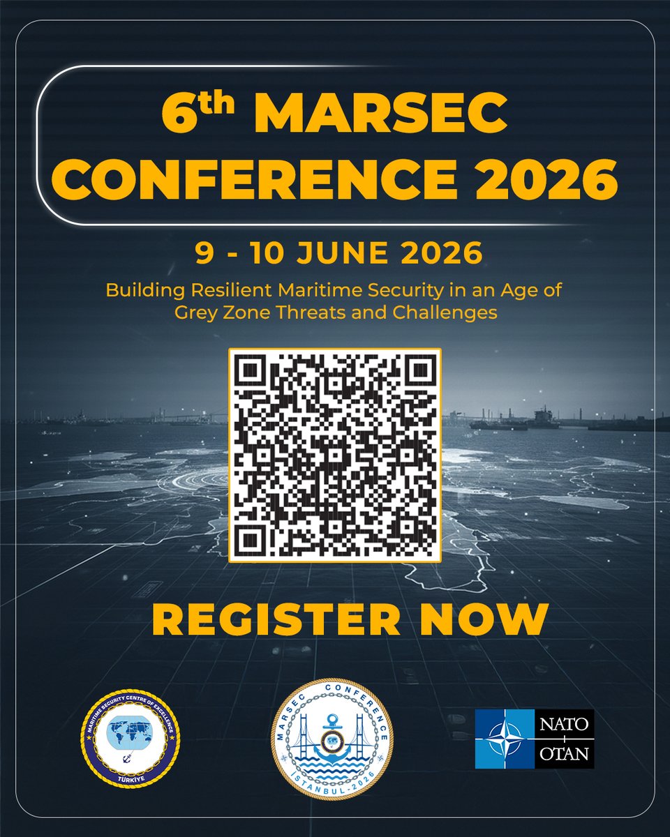 marseccoe's tweet photo. How do we stay resilient against "Grey Zone" threats at sea? 🌊🛡️
The 6th MARSEC Conference is gathering global experts in Istanbul this June!
🗓️ June 9-10, 2026
📍 Istanbul
✅Registration is now OPEN.
Scan the QR code below to register 👇 https://t.co/y7D5tdFihb