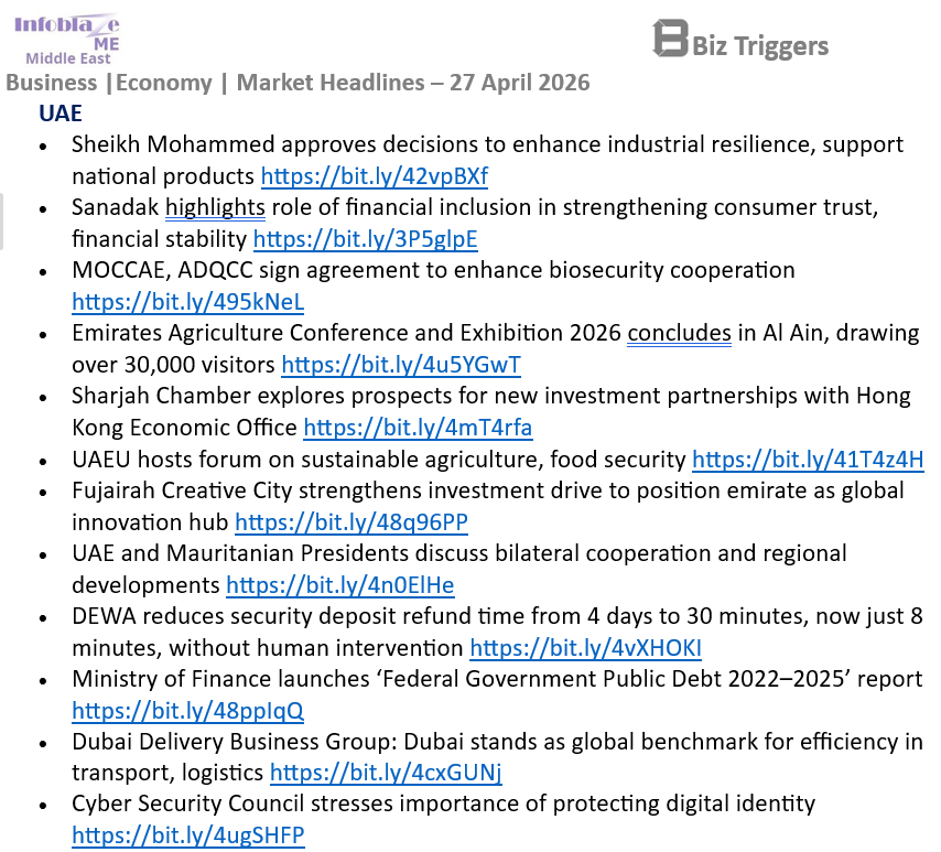 LetTalkAbuDhabi's tweet image. #UAE Business &amp;amp; Economy Headlines
27 April 2026  

#MiddleEast Full Report:  infoblaze.com/news/details/1…
