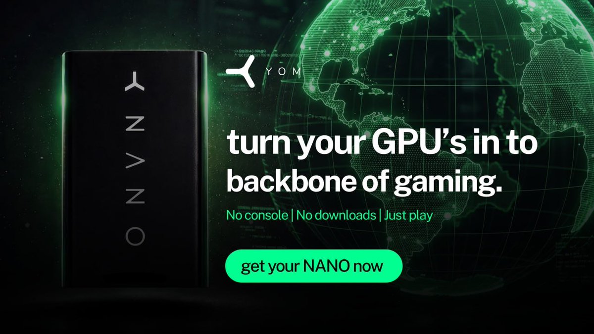 Behind every instant-play experience…
there’s a network.

Not data centers.
Real machines. Real people.

YOM Nano turns GPUs into the backbone of gaming.

be the part of network check your Rig -  app.yom.net/rigcheck