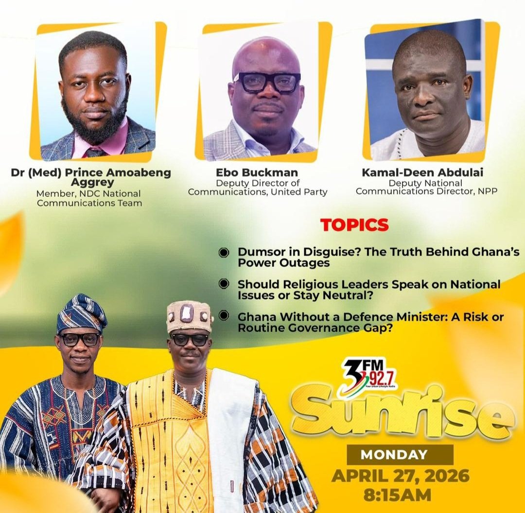 TheBoldForum's tweet photo. Fellow #BOLDIES! Let's catch Dr. @PrinceAAggrey, the eminent communicator who took the hot seat yesterday on #THEBOLDFORUM live on @3fm927 this morning as he dissects into issues of national concern.
See you there! ๐ฅ https://t.co/ZDP17yBuPV
