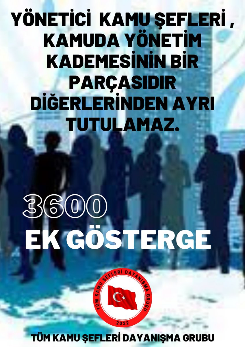 Kamudaki Şefler iş yüküne gelince yönetici olarak nitelendirilirken, 3600 ek göstergeye sıra gelince neden göz ardı edilmiştir. #TümKamuŞefleri nin talebi 3600 ek göstergedir daha azı değil! Sözler tutulmak içindir! Bekliyoruz Sayın <a href="/RTErdogan/">Recep Tayyip Erdoğan</a> <a href="/isikhanvedat/">Prof. Dr. Vedat Işıkhan</a> <a href="/_cevdetyilmaz/">Cevdet Yılmaz</a>