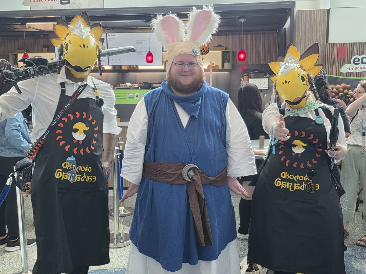 NotSafeForWhat's tweet photo. This was our first time being able to go! And had a Fantastic time At Fan Fest with my Wife Thank you all for the pictures!!! #FFXIVFanFest #ffxiv #cosplay #Chocobo https://t.co/m9AqReJFOu