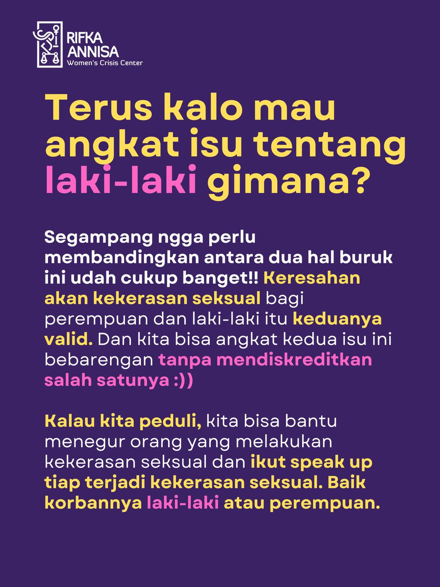 RAWCC's tweet image. Bersama kita tolak ragam bentuk penindasan terhadap perempuan mulai dari budaya seksisme, perkosaan, pelecehan, diskriminasi dan perilaku lain yang melukai banyak pihak!

#nonviolence #stopkekerasanseksual
