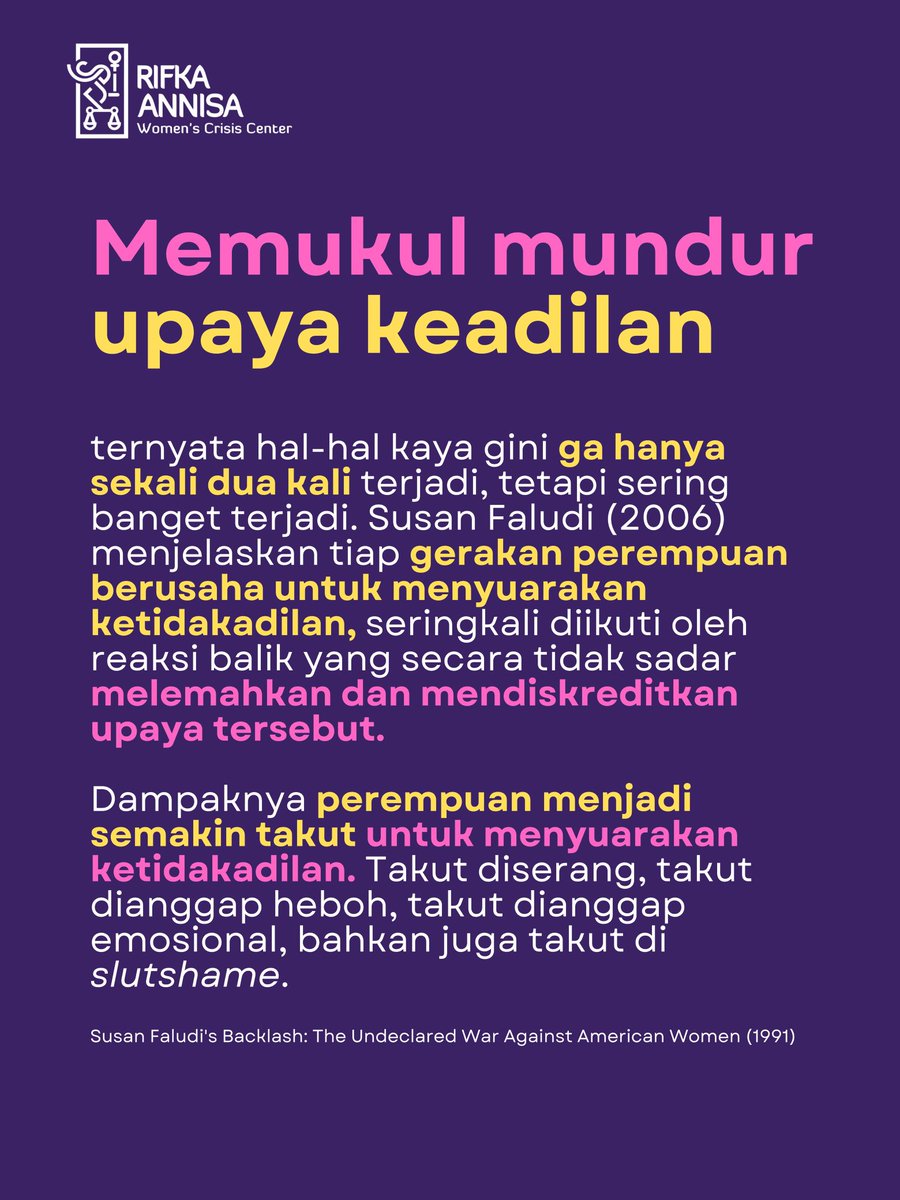 RAWCC's tweet image. Bersama kita tolak ragam bentuk penindasan terhadap perempuan mulai dari budaya seksisme, perkosaan, pelecehan, diskriminasi dan perilaku lain yang melukai banyak pihak!

#nonviolence #stopkekerasanseksual