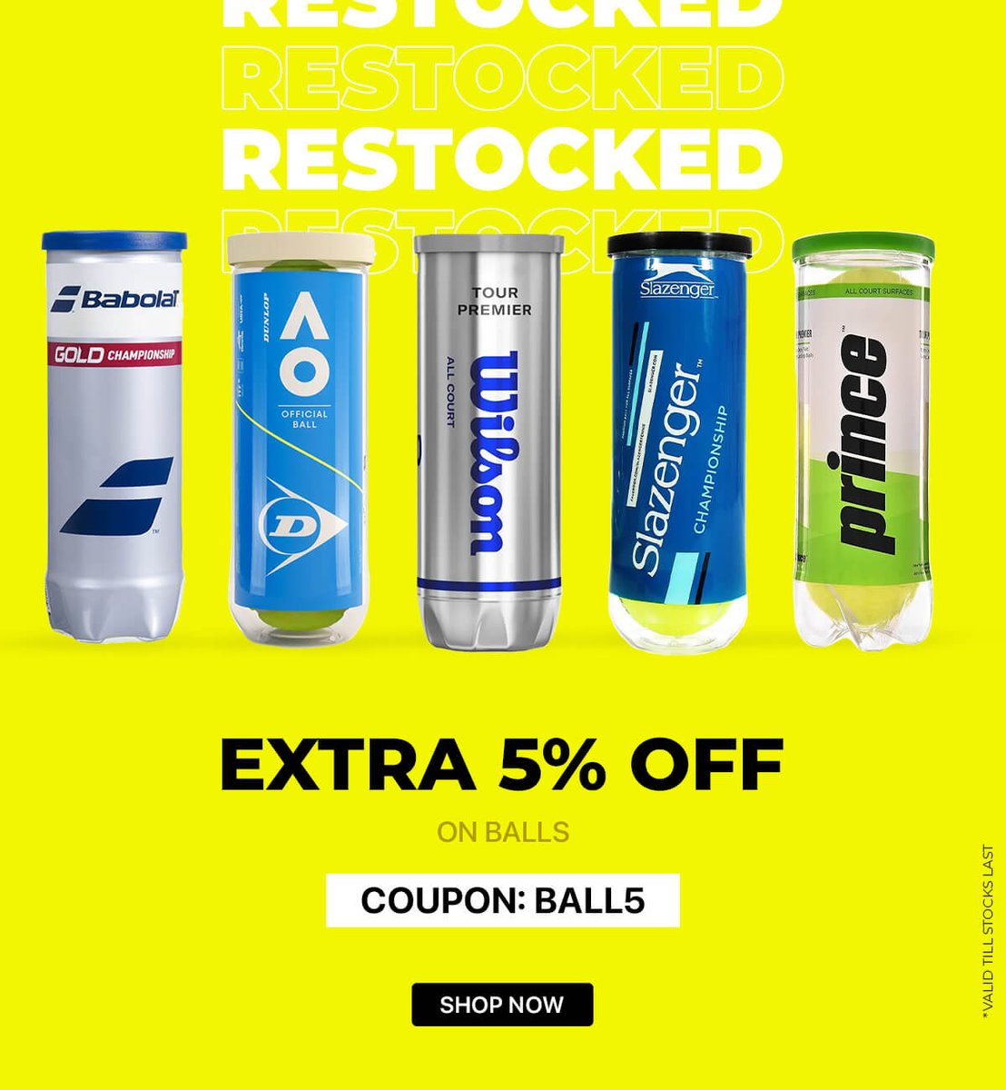 tennisoutlet_in's tweet image. Restocked. Reloaded. Ready to rally 🎾🔥
Top tennis balls back in action—grab yours with EXTRA 5% OFF using BALL5

Game on starts here 👉 tennisoutlet.in

#TennisLife #Restocked #TennisGear #TennisBalls #DealAlert #TennisOutlet