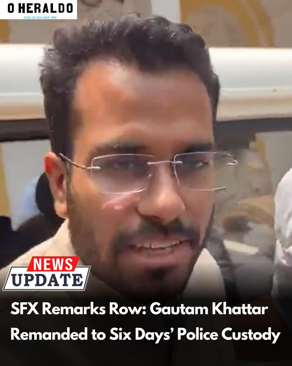 oheraldogoa's tweet photo. Gautam Khattar, the main accused in the St Francis Xavier derogatory remarks case, was remanded to six days of police custody by the JMFC Vasco court after being brought back to Goa from Himachal Pradesh.

#Goanews https://t.co/N7pl6wIHOD