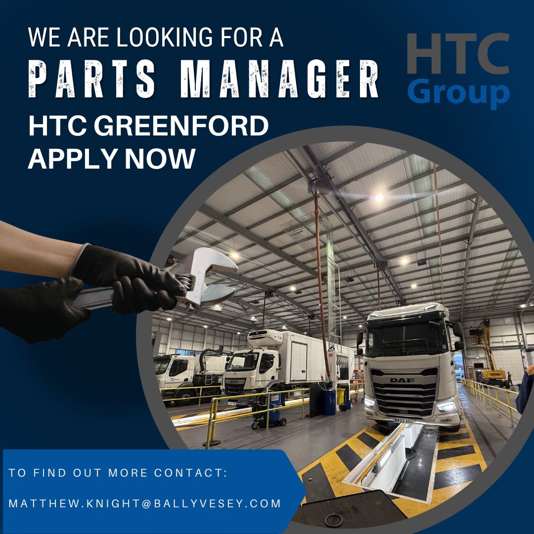 HTCGroupUK's tweet photo. We’re Hiring: Parts Manager | HTC Greenford 🚨

If you’re ready to take the next step in your career with a well-established and growing business, we’d love to hear from you.

Apply now or get in touch to learn more with Matt Knight. Matthew.knight@ballyvesey.com https://t.co/J9Z1m12aMO