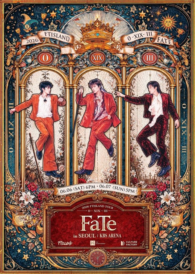 KoreanUpdates's tweet image. #FTIsland to hold their solo concert 2026 FTISLAND TOUR 0 — XIX — III 'FaTe' in SEOUL' June 6-7, 2026.

m.entertain.naver.com/now/article/38…
#KoreanUpdates VF