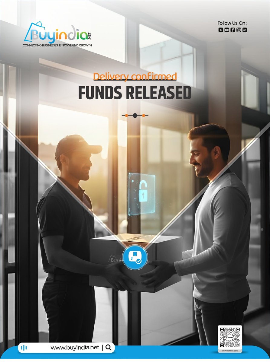 BuyindiaB2B's tweet image. Buyer pays 💳
Seller ships 📦
Funds stay secure 🔐
Released after delivery 💰

That’s how safe business works on BuyIndia.

No risk. Just trust.
🌐 buyindia.net

#BuyIndia #SecurePayments #B2B #BusinessIndia #StartupIndia #MSME #Ecommerce #TradeSmart #DigitalBusiness