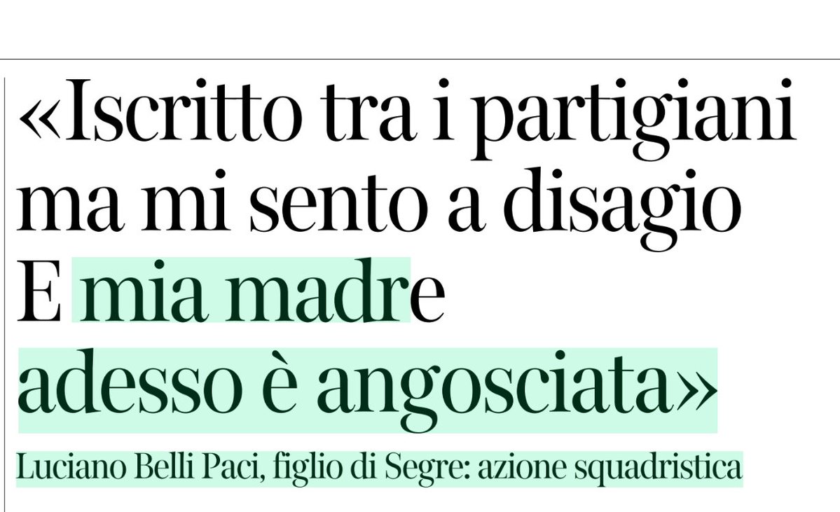 Oggi dal Corriere il figlio di Madame Sekre ci fa sapere che in casa non stanno tanto bene:  avranno finalmente realizzato che Israele ha commesso un genocidio a Gaza?

Naaaa... Ha stato l'azione squadrista, sempre quella degli altri.

#RassegneStampaDalRincoglionitico