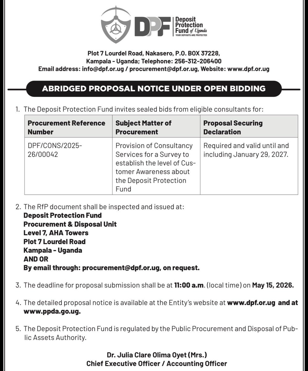 Deposit Protection Fund of Uganda (DPF) tweet media