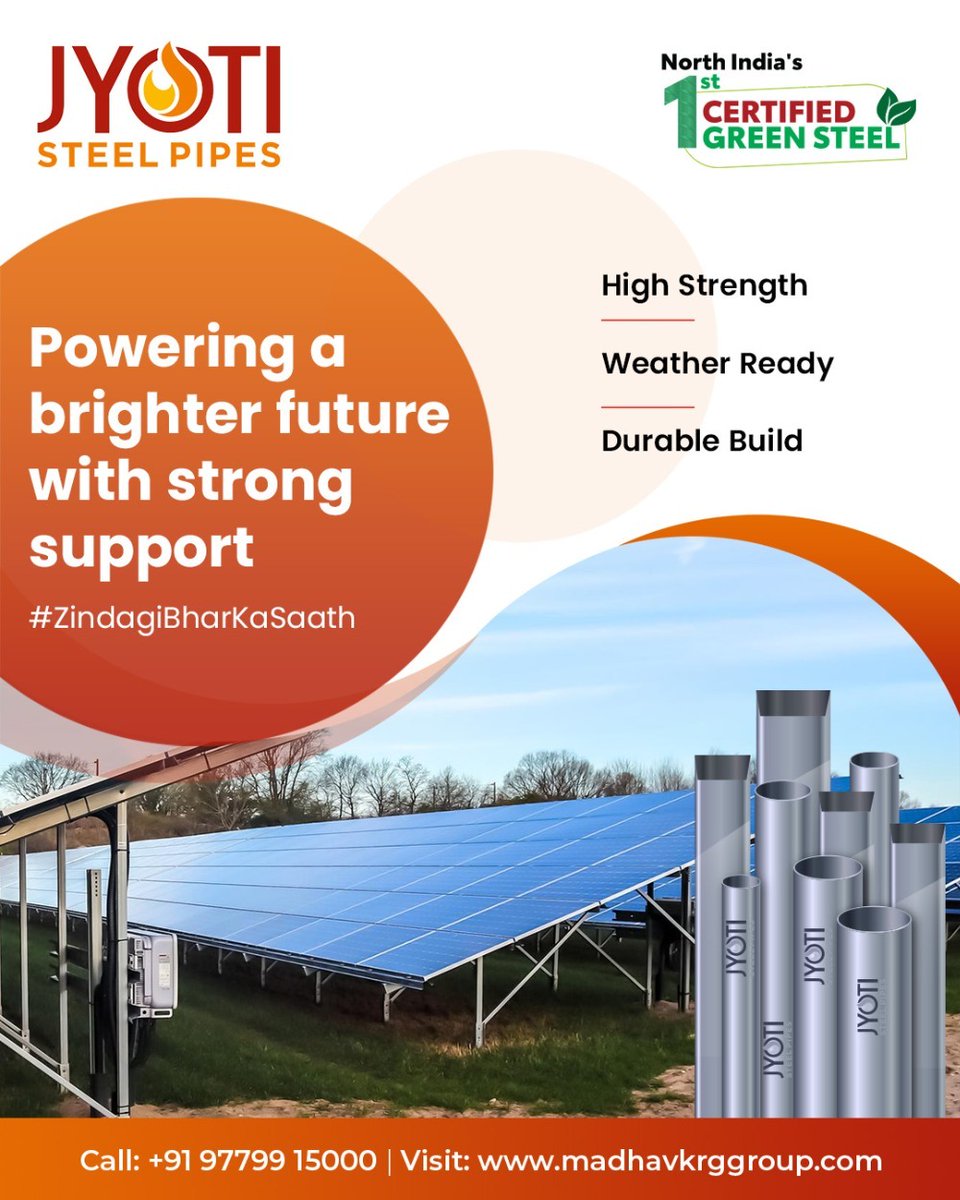 JYOTI_offcial's tweet photo. Strong support for a brighter tomorrow. ☀️
.
📞 Call: +91 97799 15000 | 🌐 Visit: https://t.co/tLegSkXIb1
.
#JyotiSteelPipes #BuiltStrong #SolidFoundations #SteelPipes #ReliableStrength #fabricators #ConstructionEssentials #JyotiTMTbars #ReliablePipes #QualityMatters https://t.co/CC1fI6yP3B