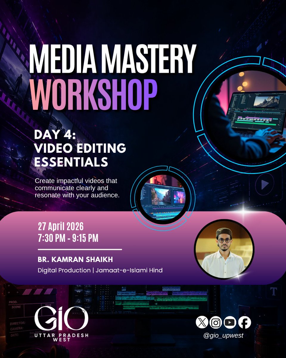 Bring your ideas to life through powerful video storytelling. ✨

Media Mastery Workshop – Day 4
Video Editing Essentials

Exclusively for registered participants.