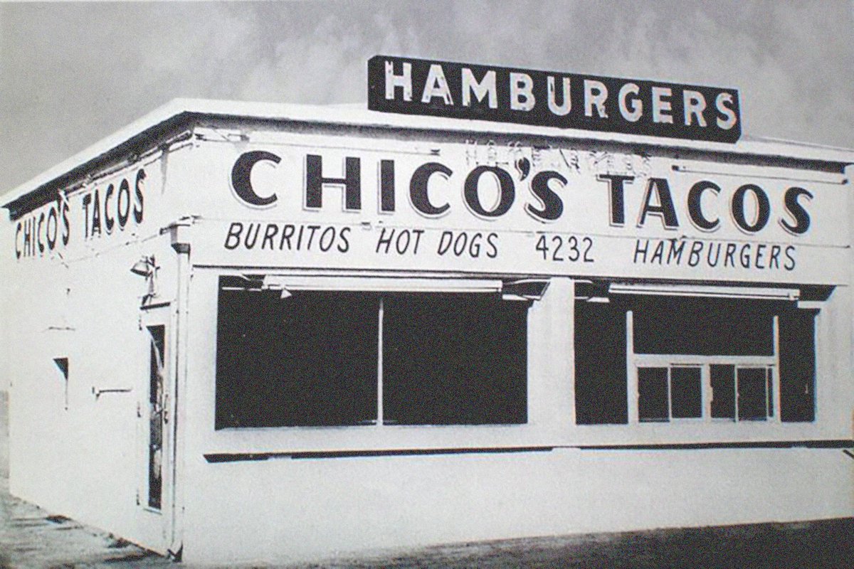TracesofTexas's tweet image. Traces of Texas reader Tom Abshire was nice enough to share this nifty photo of Chico's Tacos at 4232 Alameda Ave. in El Paso, Texas. This was taken in the 1950s but Chico's is still there. There are also a few other locations.  Chicos was opened in 1950 by Joe Mora and his wife
