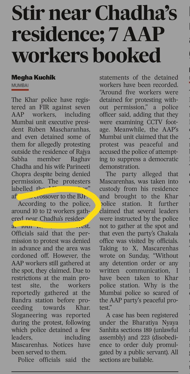 They Made Defunct - YouthWing, MinorityWing, MedicalWing PunjabiWing with result that not one Punjabi landed up at the protest not even the Punjabi Treasurer only just 10-12 volunteers. All Marathi speaking Leaders &amp; Volunteers also sidelined &amp; left the party. 
Nothing to Cheer