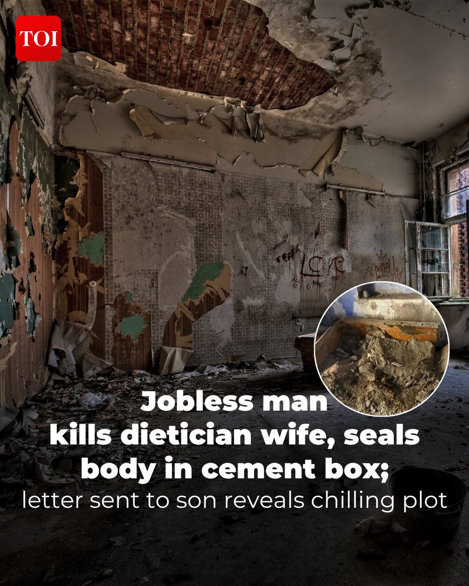 timesofindia's tweet image. #Gujarat | A chilling murder case of a 39-year-old dietician came to light in #Surat, with police detaining her husband who allegedly killed her on April 20 and concealed the body in a cement-filled wooden box.

Read here 🔗toi.in/ZiU2ca