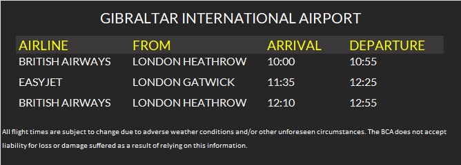 GibraltarBCA's tweet image. Today's Flight Schedule #Gibraltar @British_Airways @easyJet