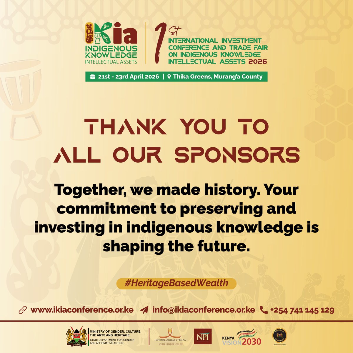 NPI_Kenya's tweet photo. We extend our sincere gratitude to each of our sponsors for your commitment, partnership and belief in the vision of advancing Indigenous Knowledge as a critical driver of innovation, investment and sustainable development. https://t.co/i64JP0nrGI