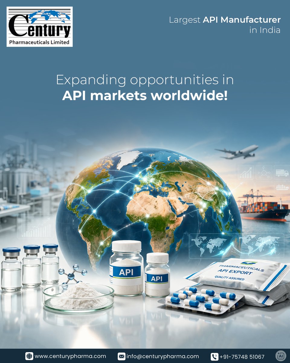 CenturyPharma_'s tweet image. The Global API Market is experiencing rapid growth as pharmaceutical companies increase demand for high-quality Active Pharmaceutical Ingredients (APIs). 💊🌍

#CenturyPharma #GlobalAPIMarket #APIManufacturing #ActivePharmaceuticalIngredients #PharmaceuticalIndustry