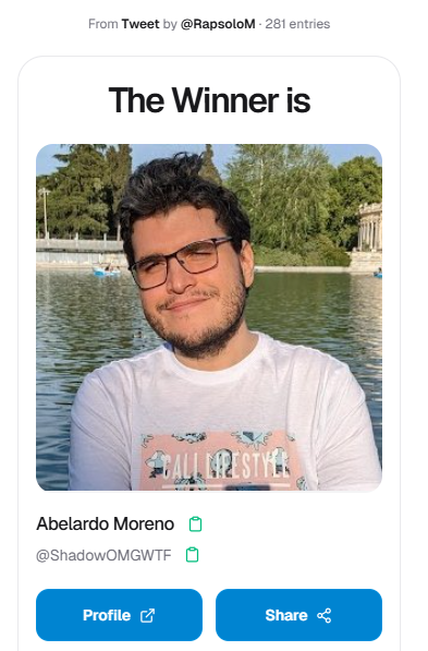 RapsoloM's tweet photo. @miceliongames Tenemos ganador! @ShadowOMGWTF ponte en contácto con @miceliongames para gestionar el envío! https://t.co/ym3C9sCgrG